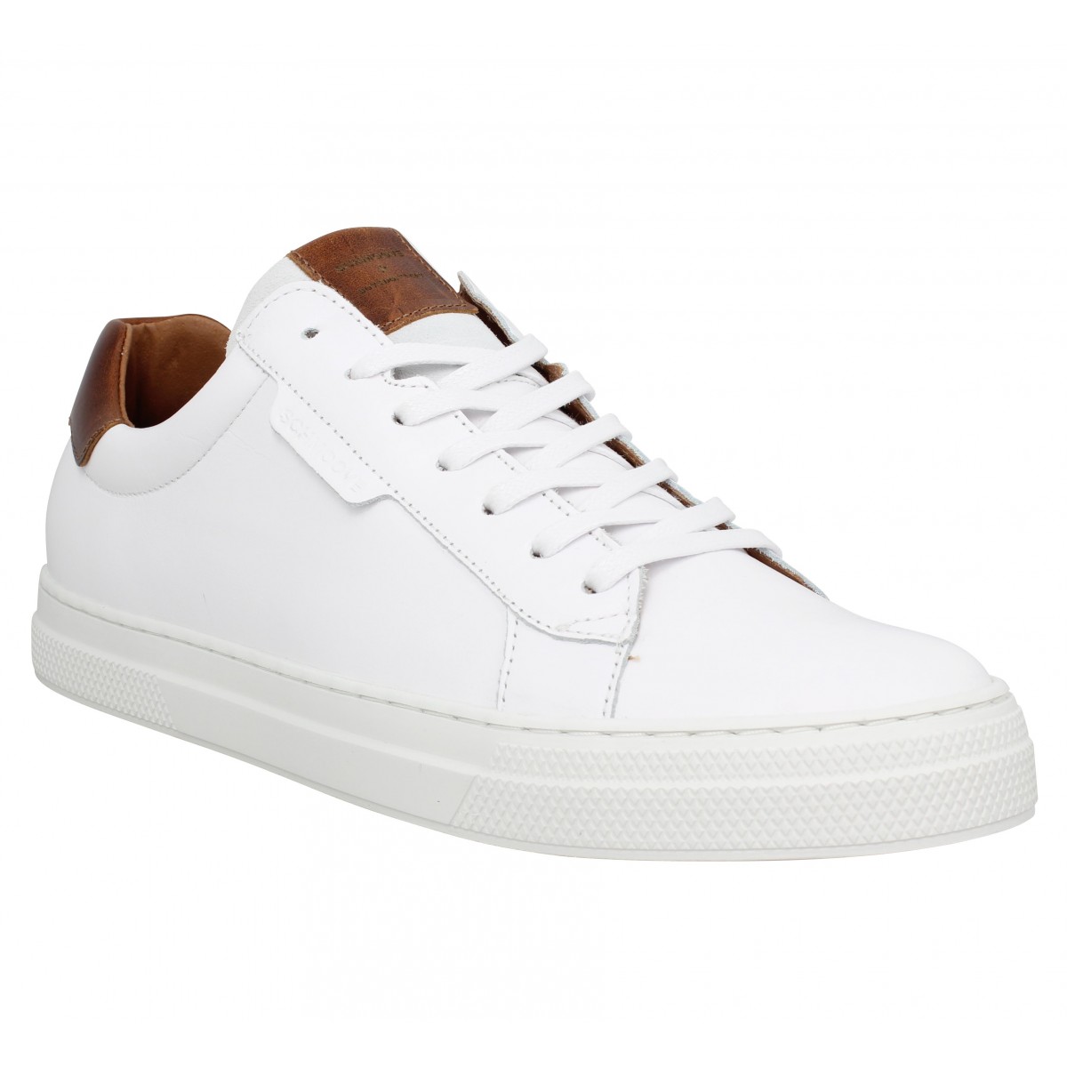 Baskets SCHMOOVE Spark Clay cuir Homme Blanc Camel