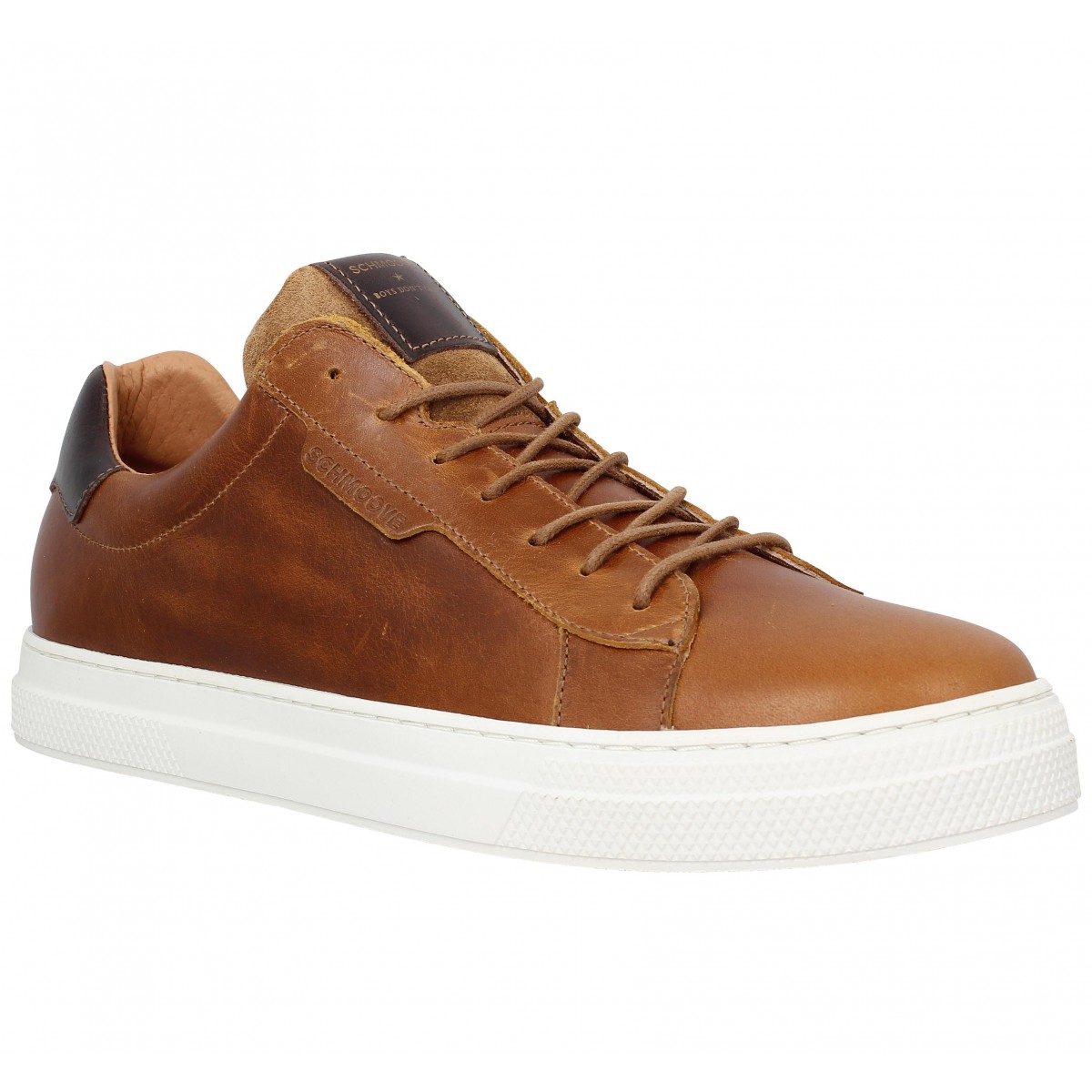 Baskets SCHMOOVE Spark Clay cuir Homme Cognac