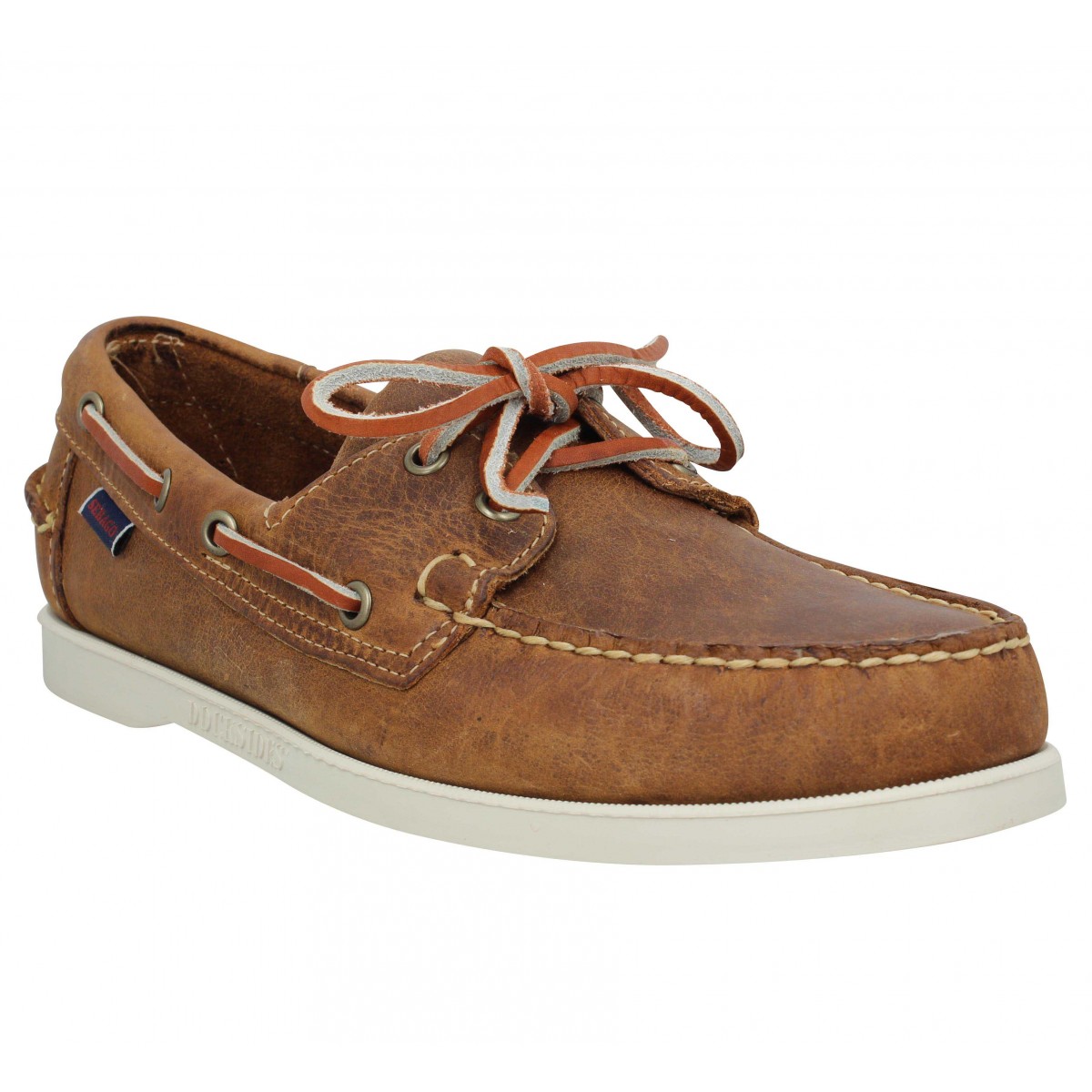 Chaussures bateaux SEBAGO Docksides crazy horse Homme Tan