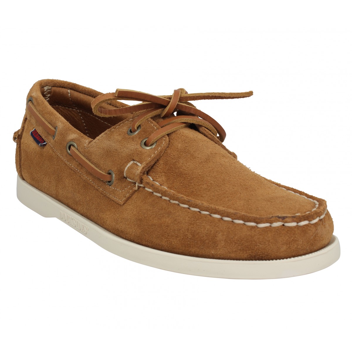 Chaussures bateaux SEBAGO Docksides Portland Flesh Out suede Homme Cognac