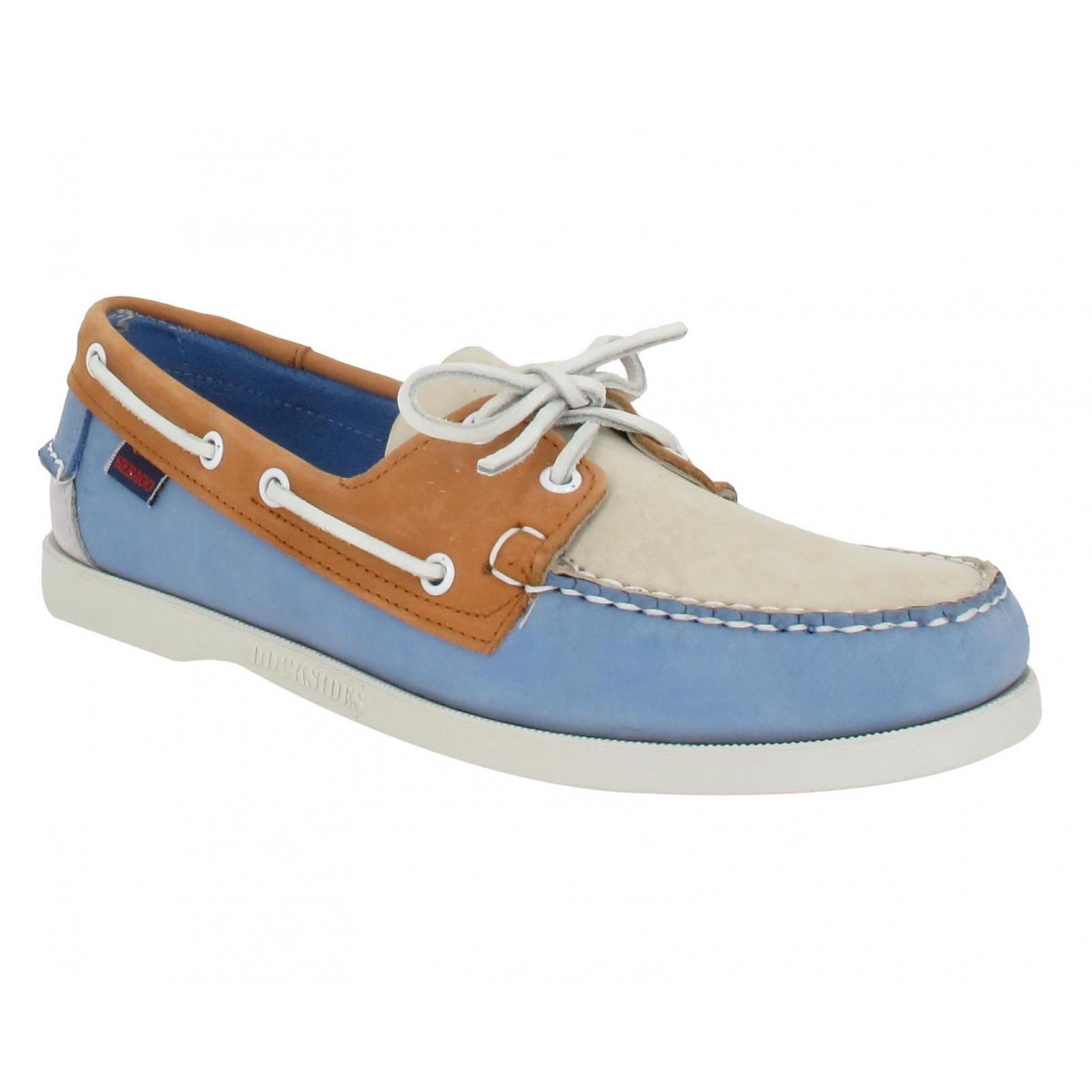 Chaussures bateaux SEBAGO Docksides Spinnaker velours Homme Bleu + Ivoire
