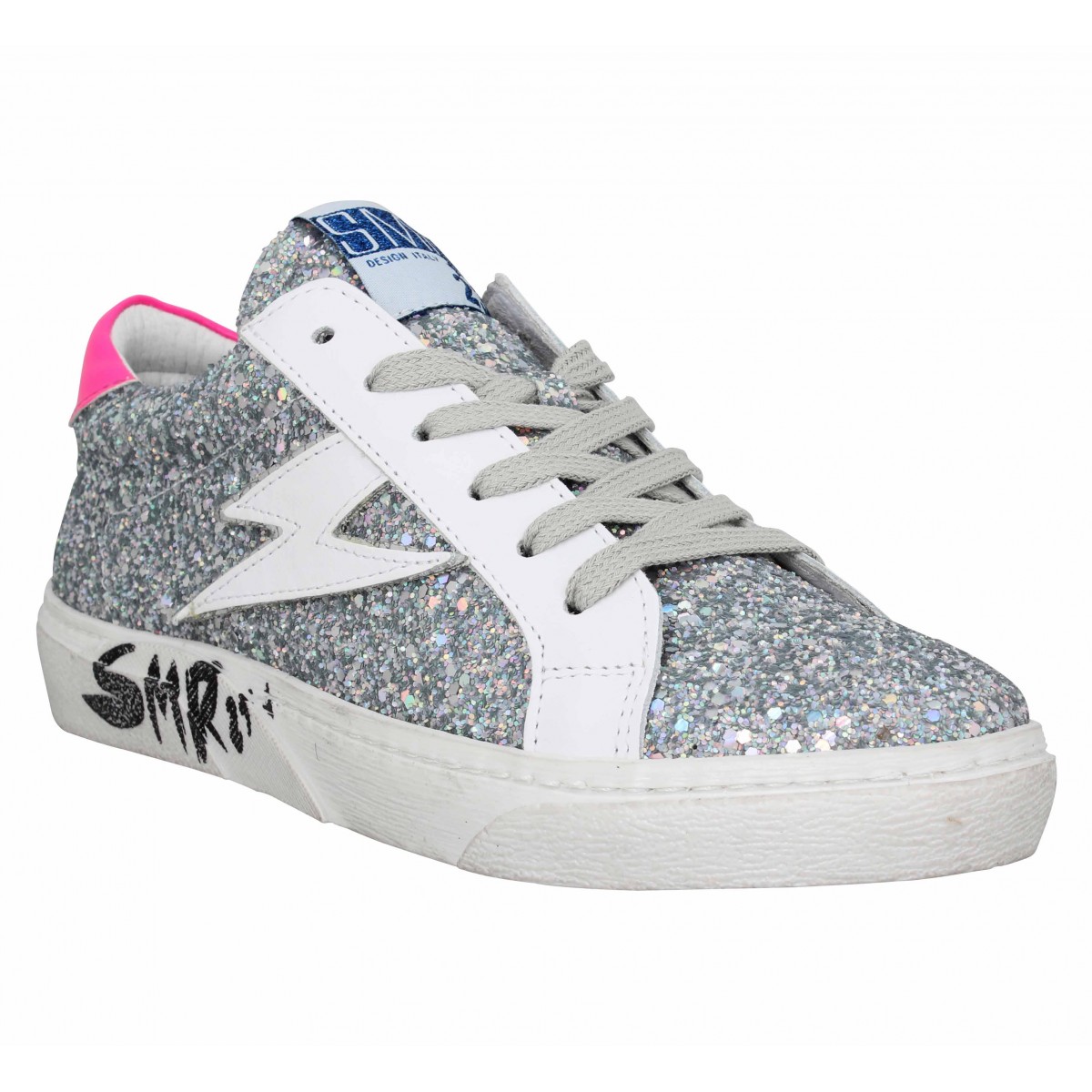 Baskets SEMERDJIAN Catri glitter Femme Argent Fluo