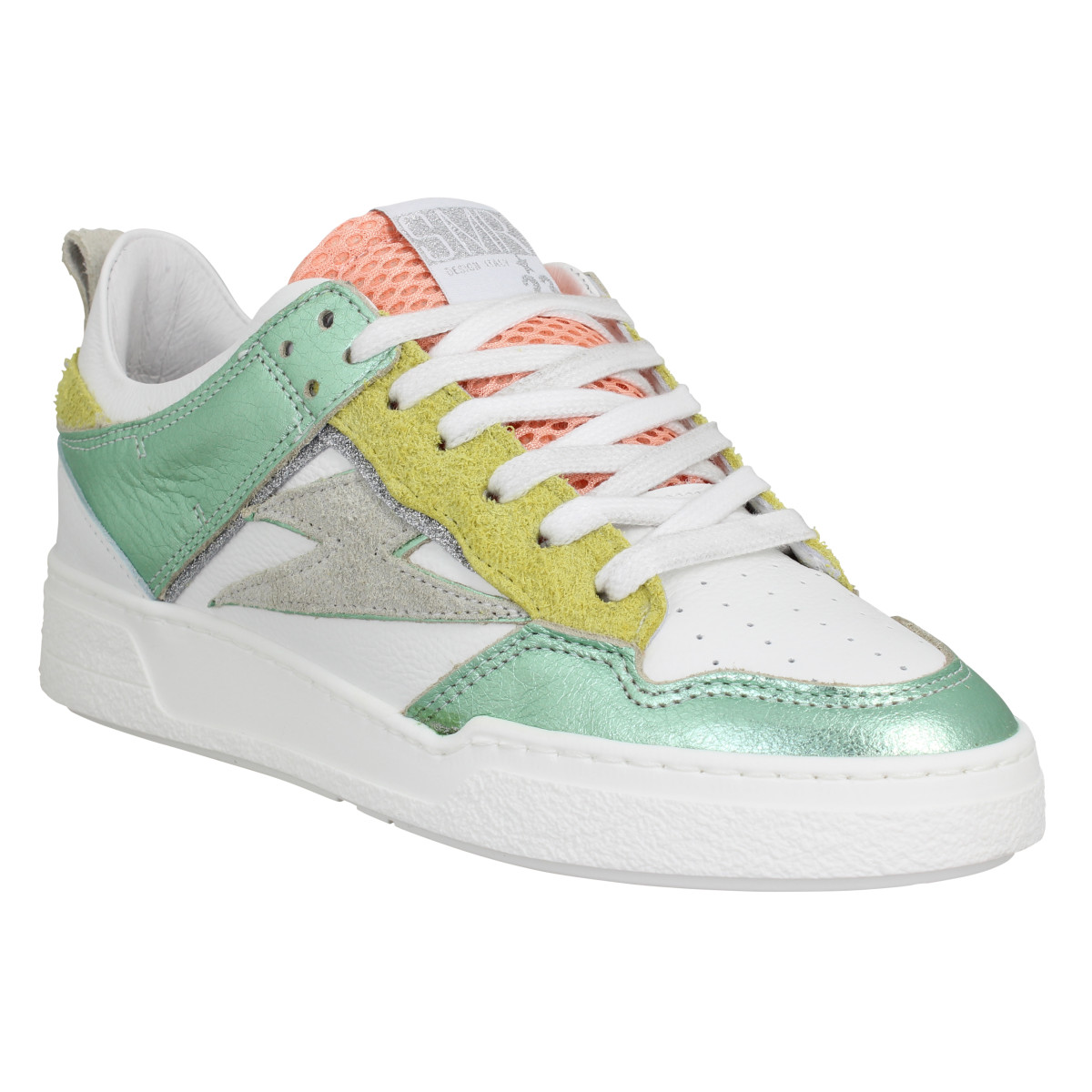 Baskets SEMERDJIAN Chita cuir Femme Blanc Met Vert