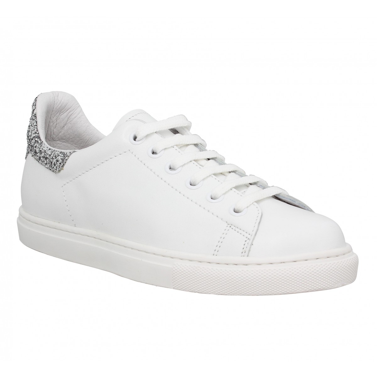 Baskets SEMERDJIAN Fabia cuir Femme Blanc Argent