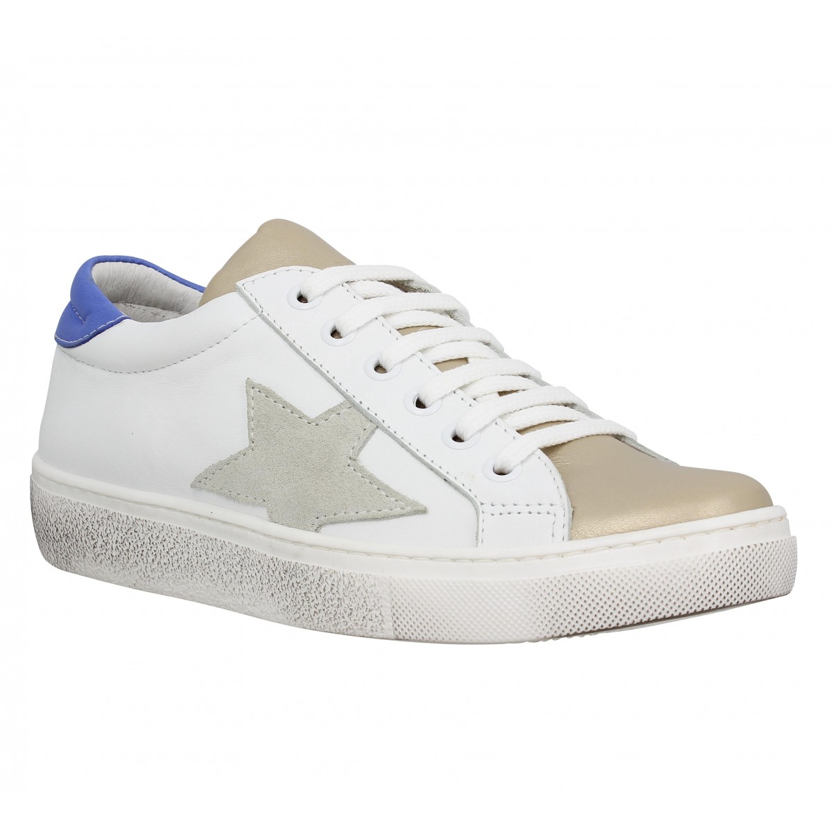 Baskets SEMERDJIAN Geci cuir Femme Blanc Bleu