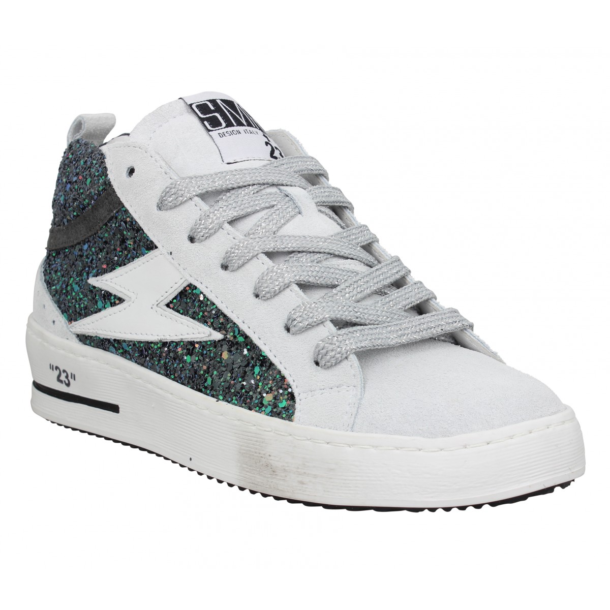 Baskets SEMERDJIAN Gibra velours glitter Femme Blanc