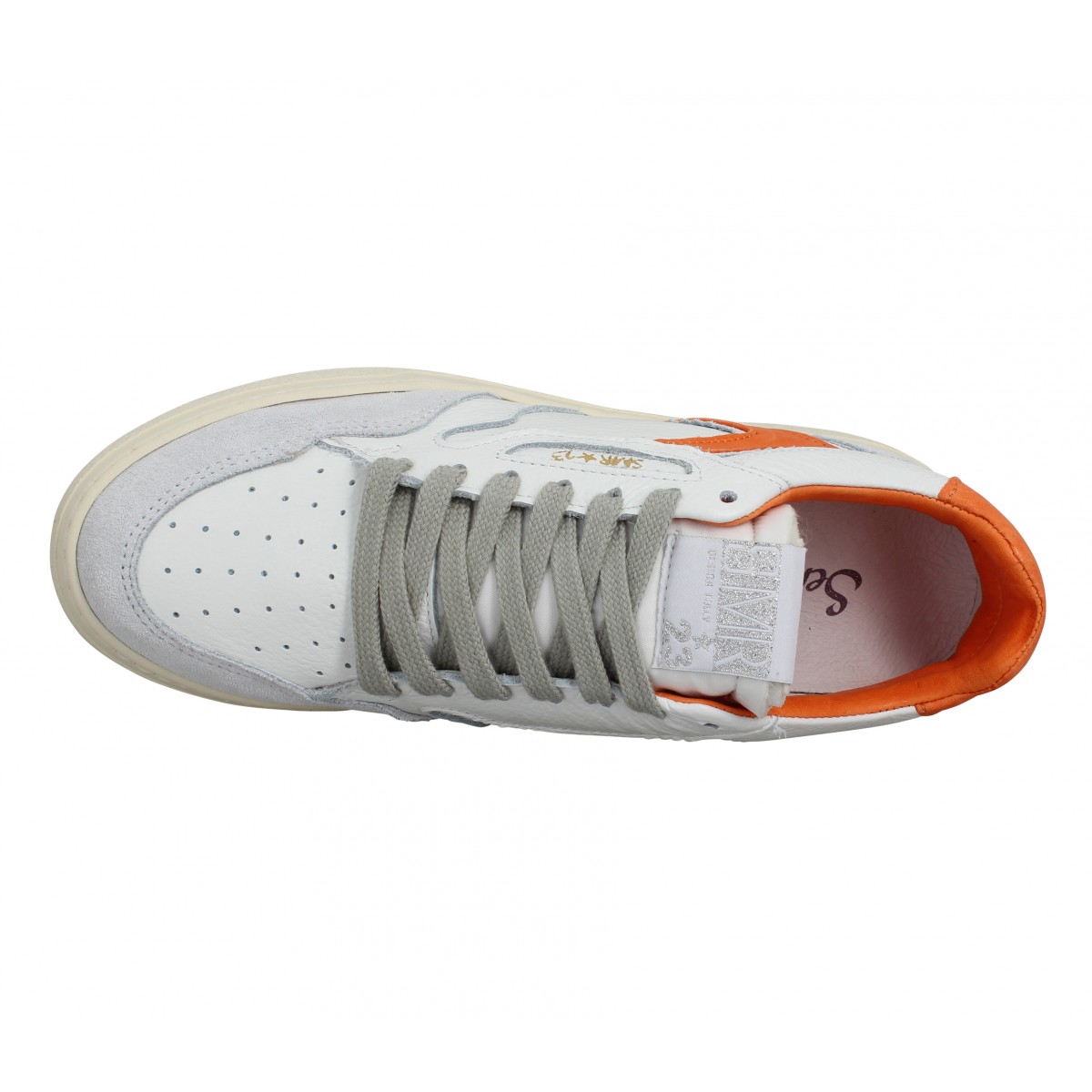 Semerdjian malica cuir velours femme blanc orange femme Fanny