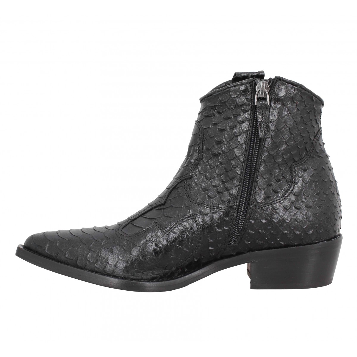 bottines python noir femme