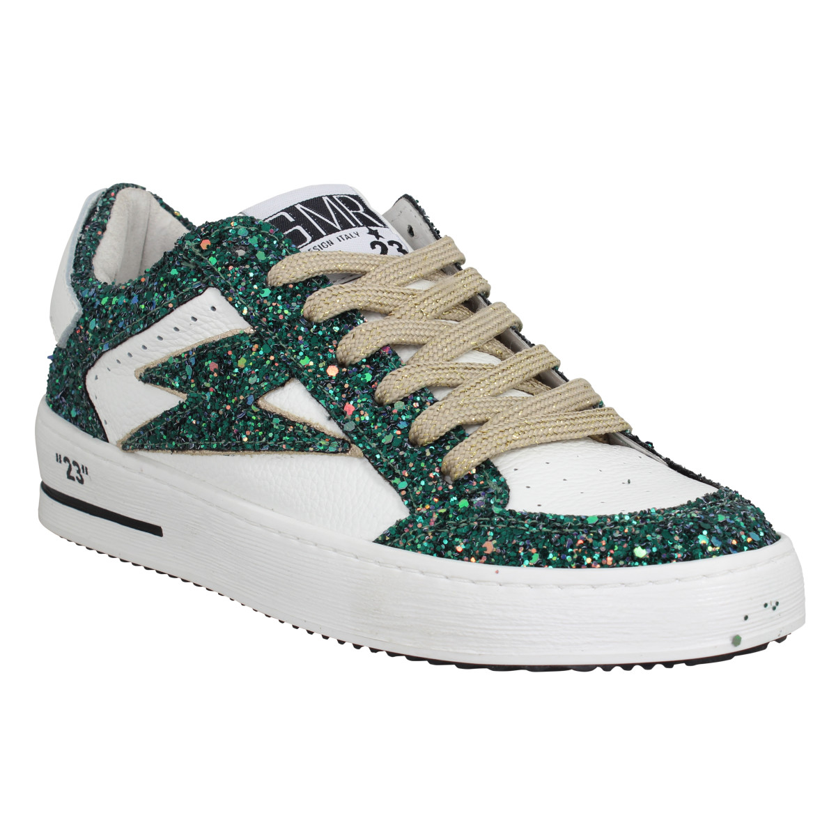 Baskets SEMERDJIAN Noubar cuir glitter Femme Blanc Vert