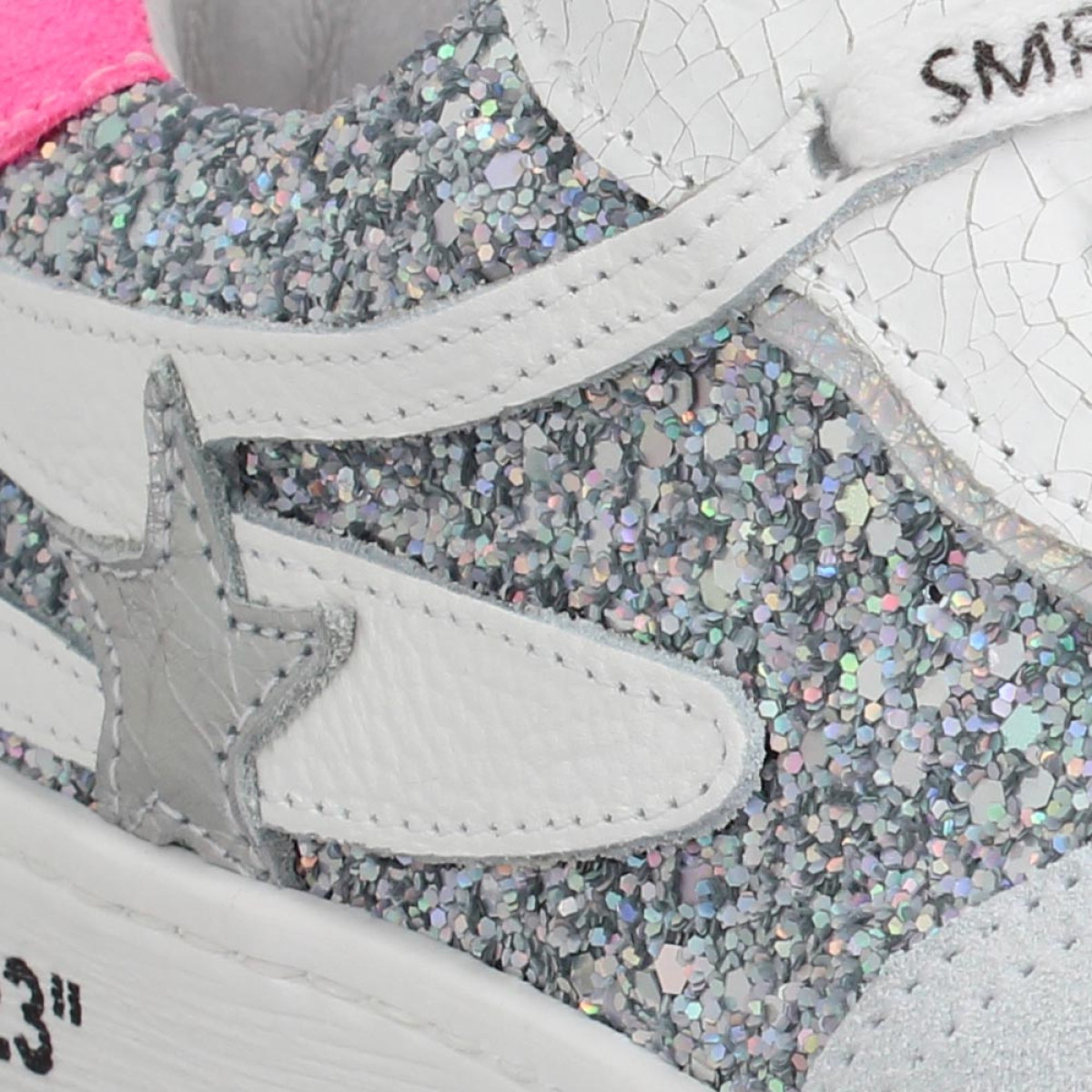 SEMERDJIAN Vana cuir glitter Femme Blanc Argent