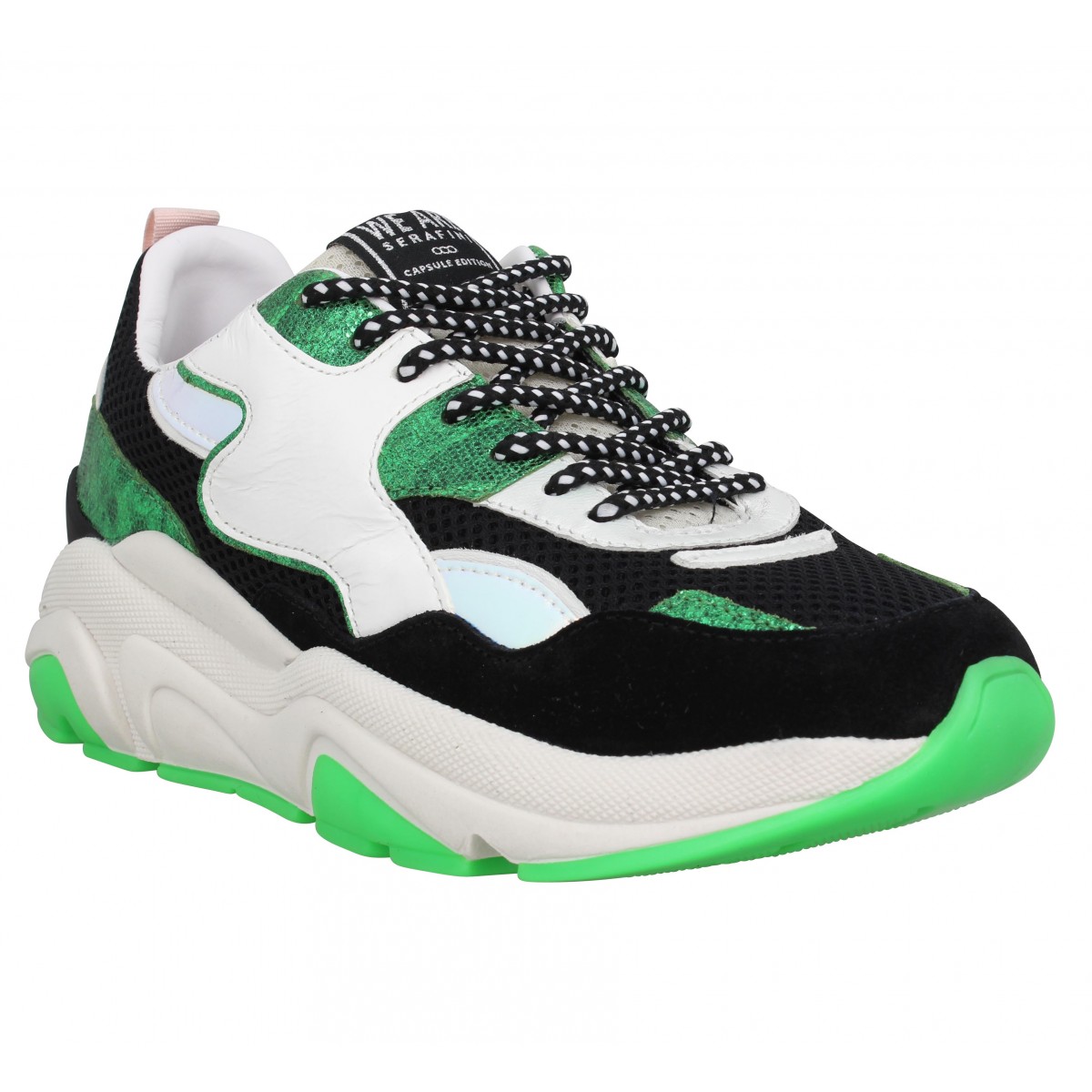 Serafini carla cuir femme noir vert femme | Fanny chaussures
