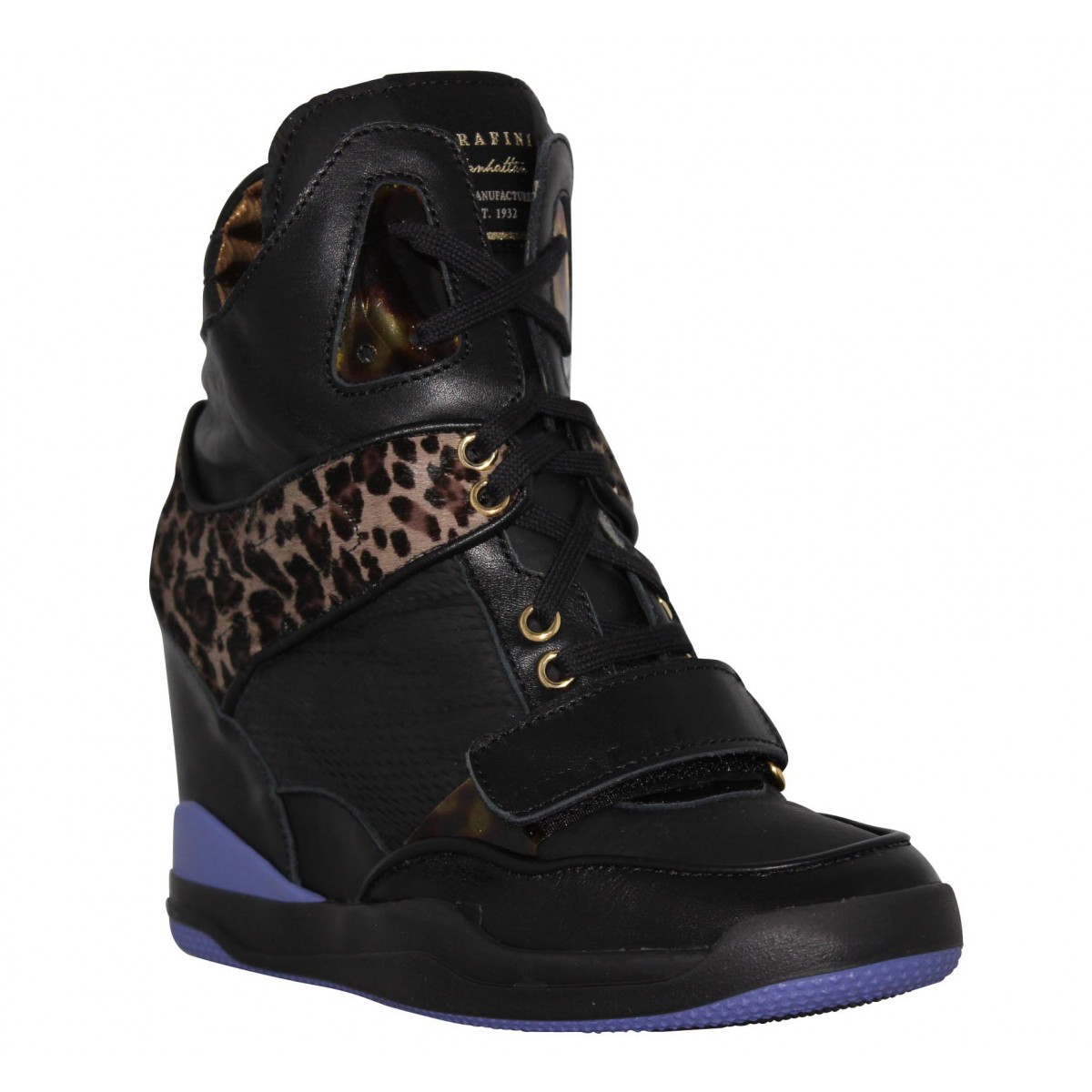 Bottines SERAFINI Madison cuir + leopard Femme Noir