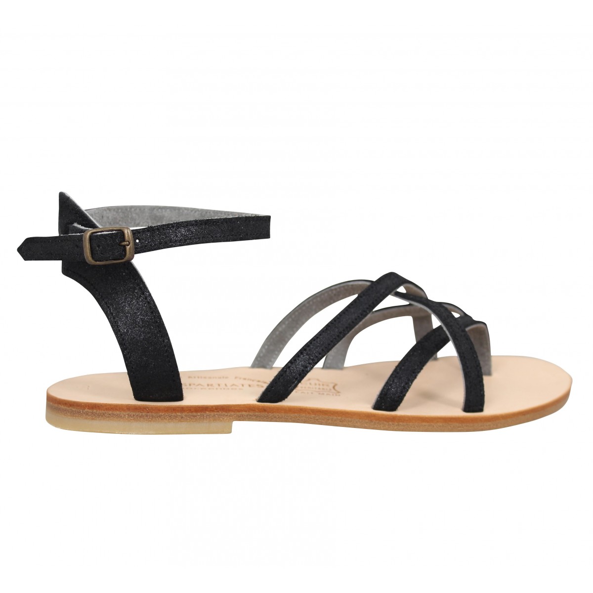 Spartiates phoceennes ily cuir femme noir femme Fanny chaussures