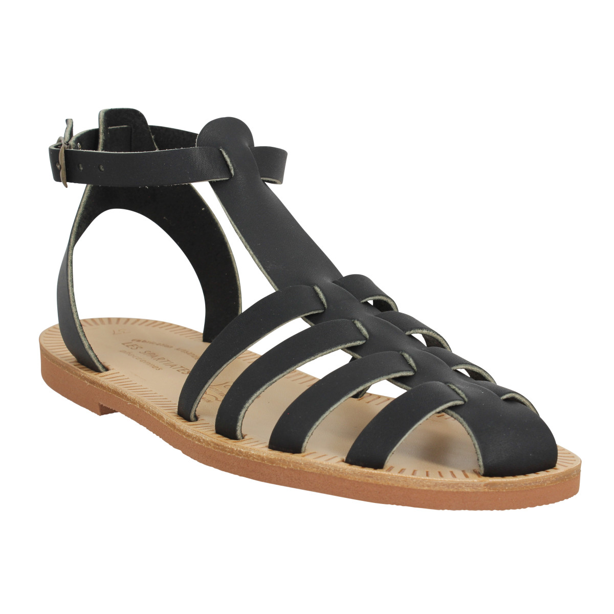 Nu-pieds SPARTIATES PHOCEENNES Jana cuir Femme Noir