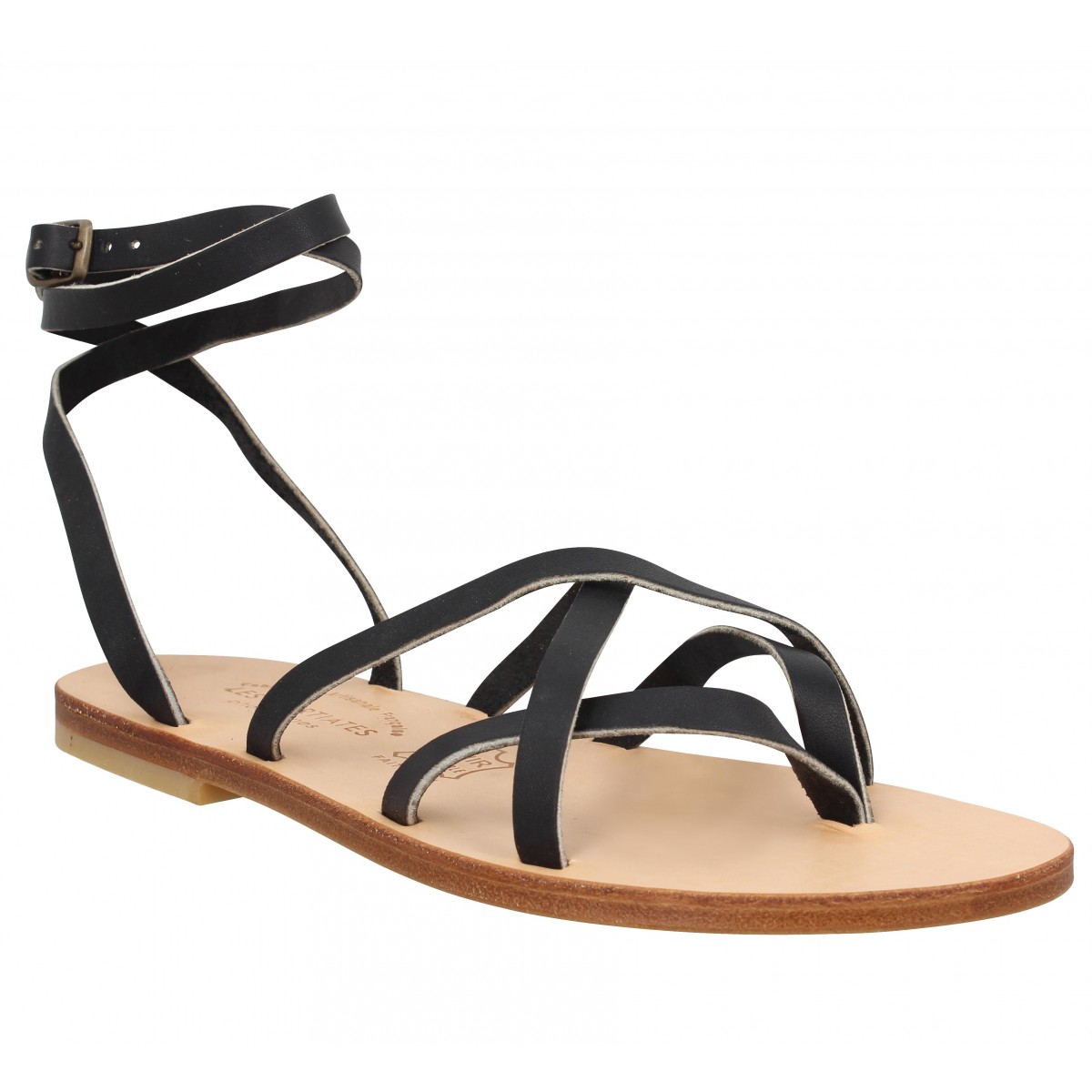 Nu-pieds SPARTIATES PHOCEENNES Linda cuir Femme Noir