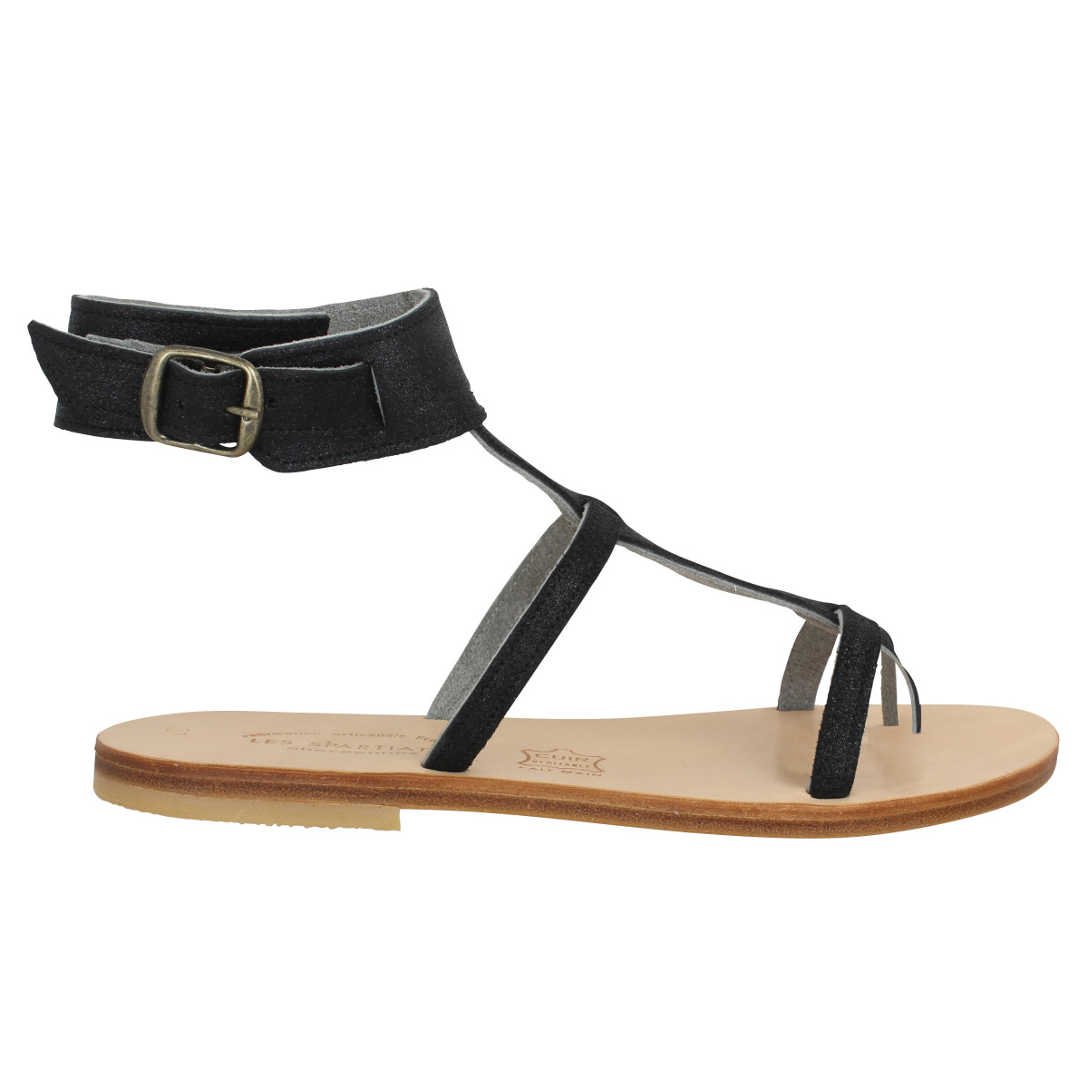 Spartiates discount noires femme