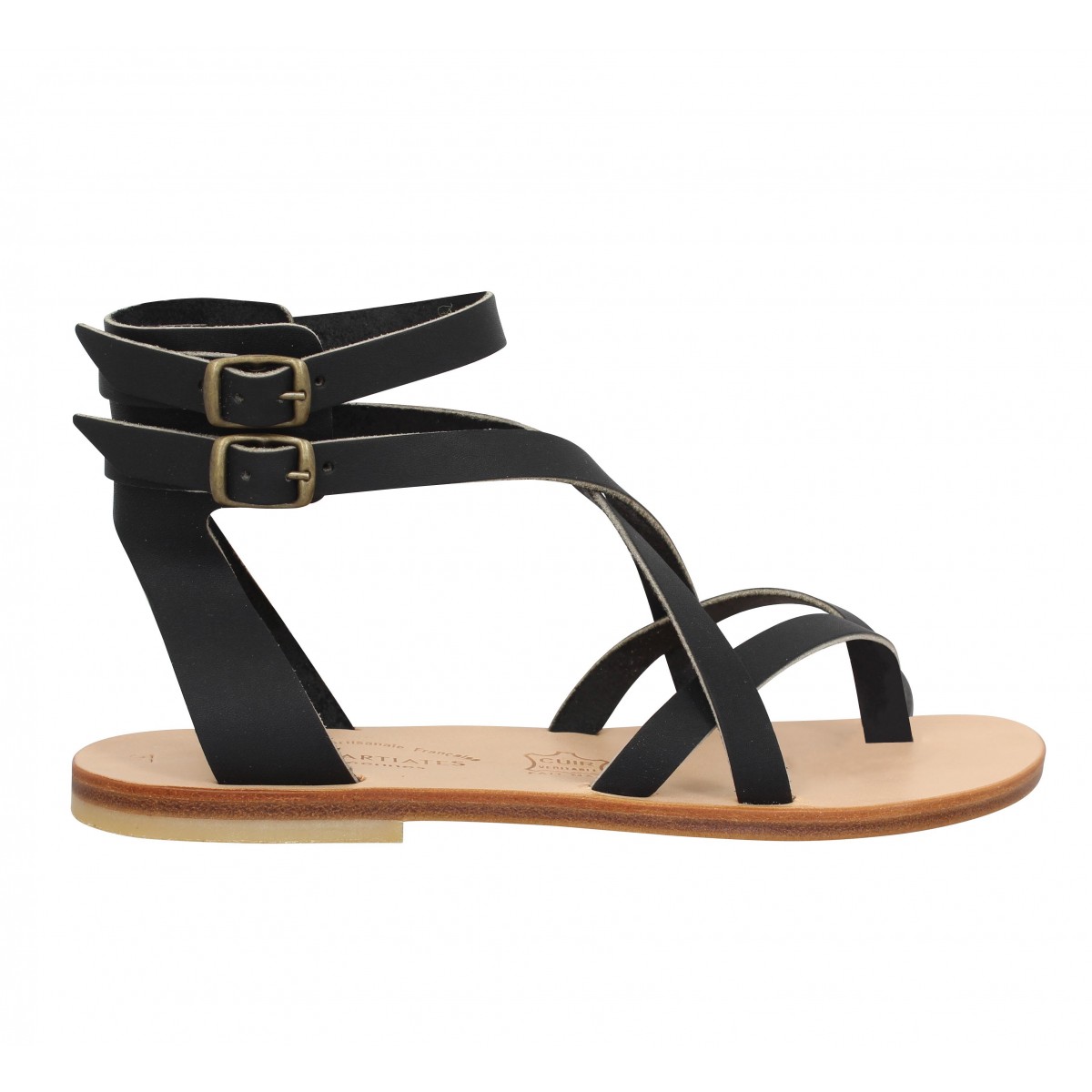 Spartiates noires femme best sale