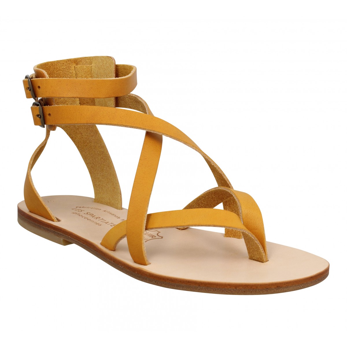 Nu-pieds SPARTIATES PHOCEENNES Paros cuir Femme Ocre