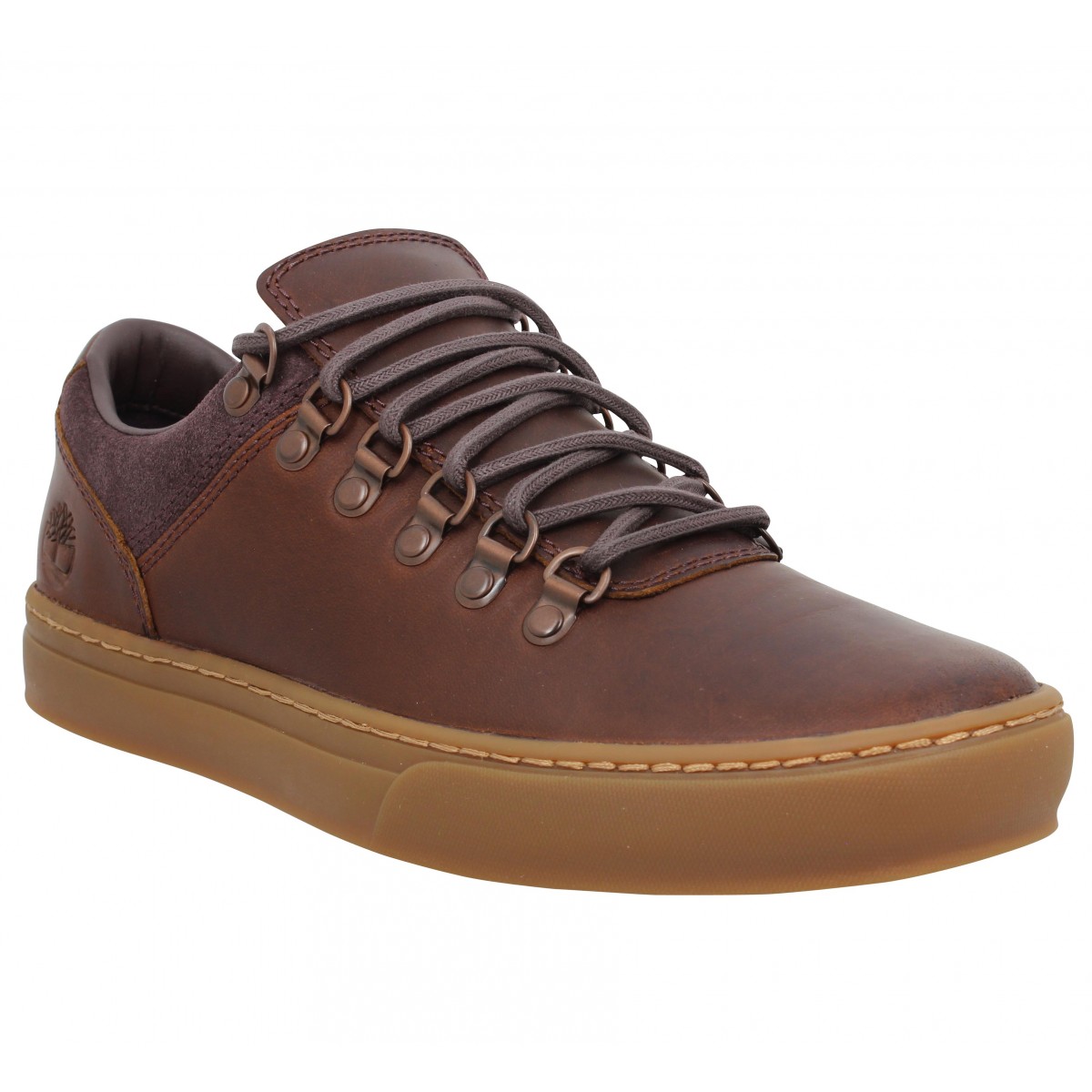 basket homme cuir marron