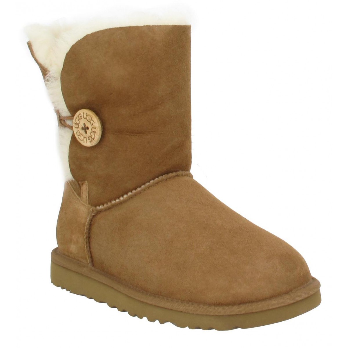 Bottines UGG AUSTRALIA Bailey Button velours Femme Chestnut