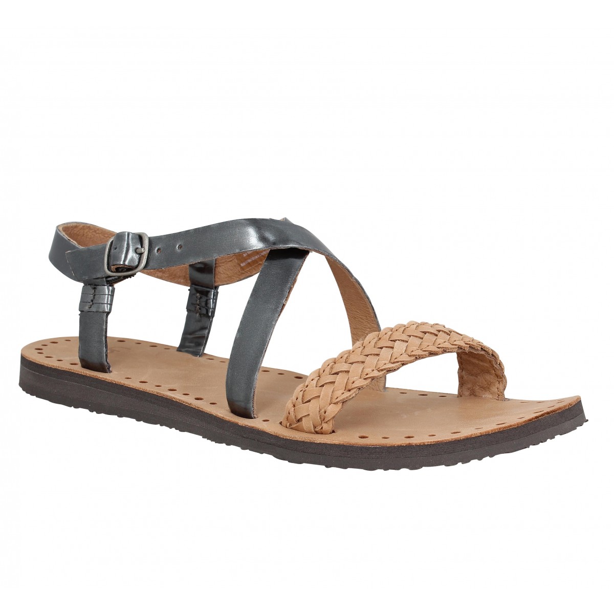 Nu-pieds UGG AUSTRALIA Jordyne cuir Femme Anthracite