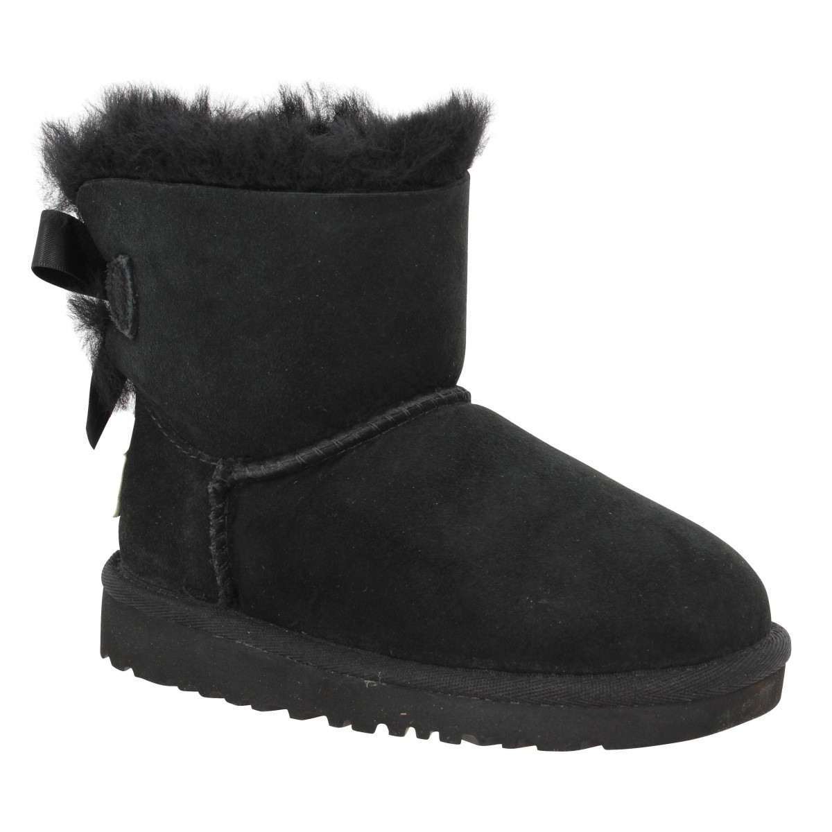 Ugg australia mini bailey bow velours enfant noir Fanny chaussures
