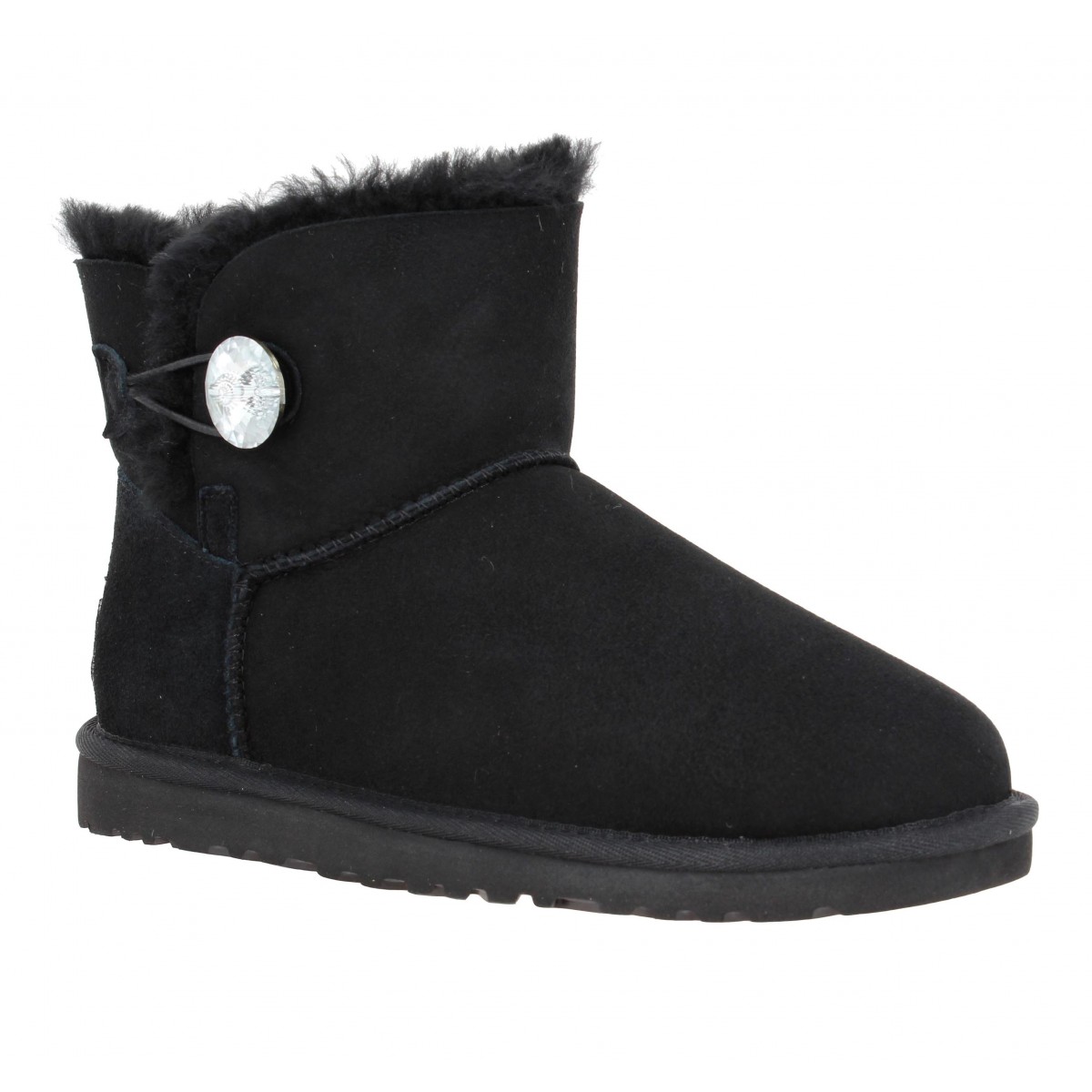 Bottines UGG AUSTRALIA Mini Bailey Button Bling velours Femme Noir