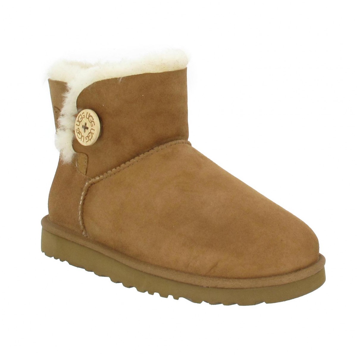 UGG AUSTRALIA Mini Bailey Button velours Femme-36-Chestnut