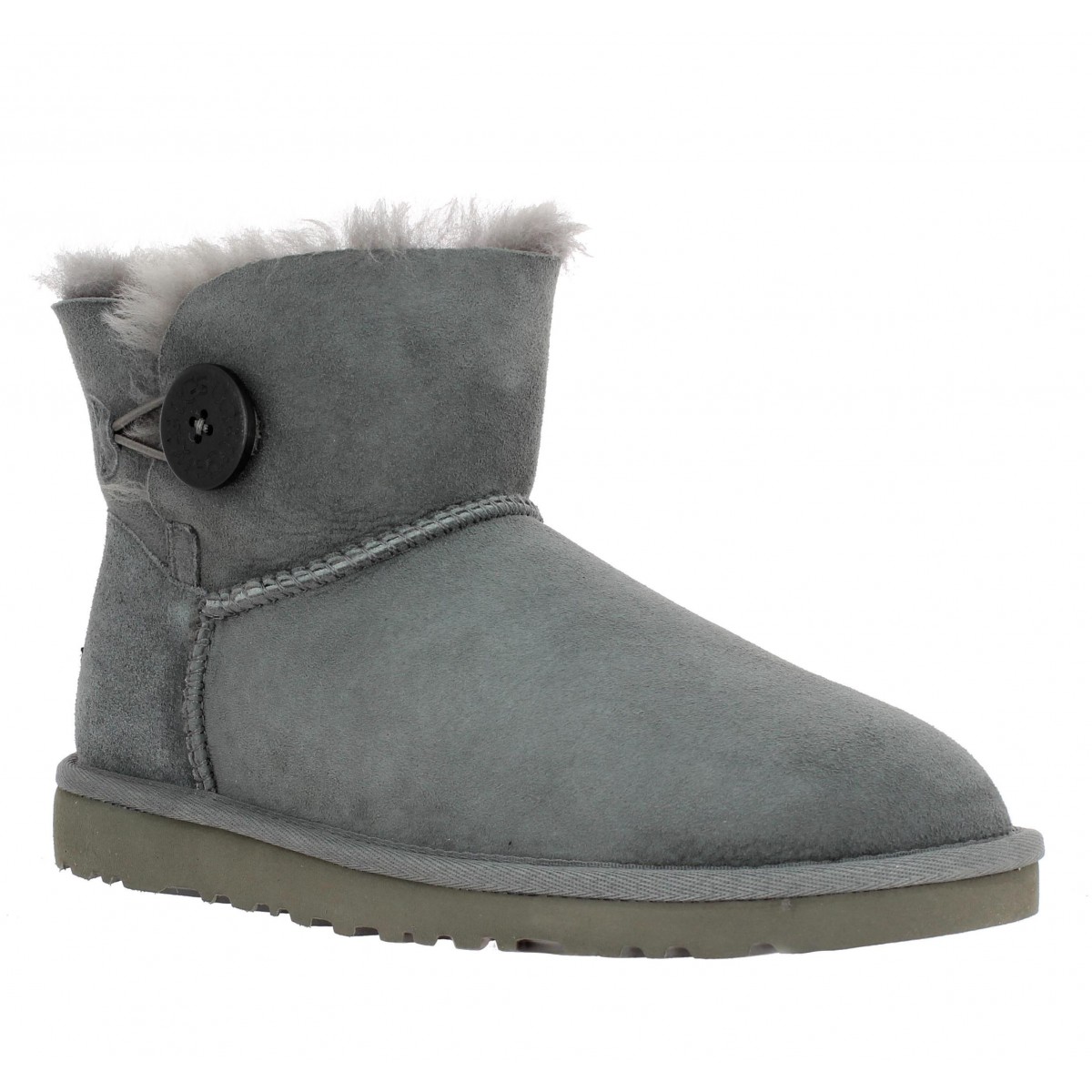 Bottines UGG AUSTRALIA Mini Bailey Button velours Femme Gris