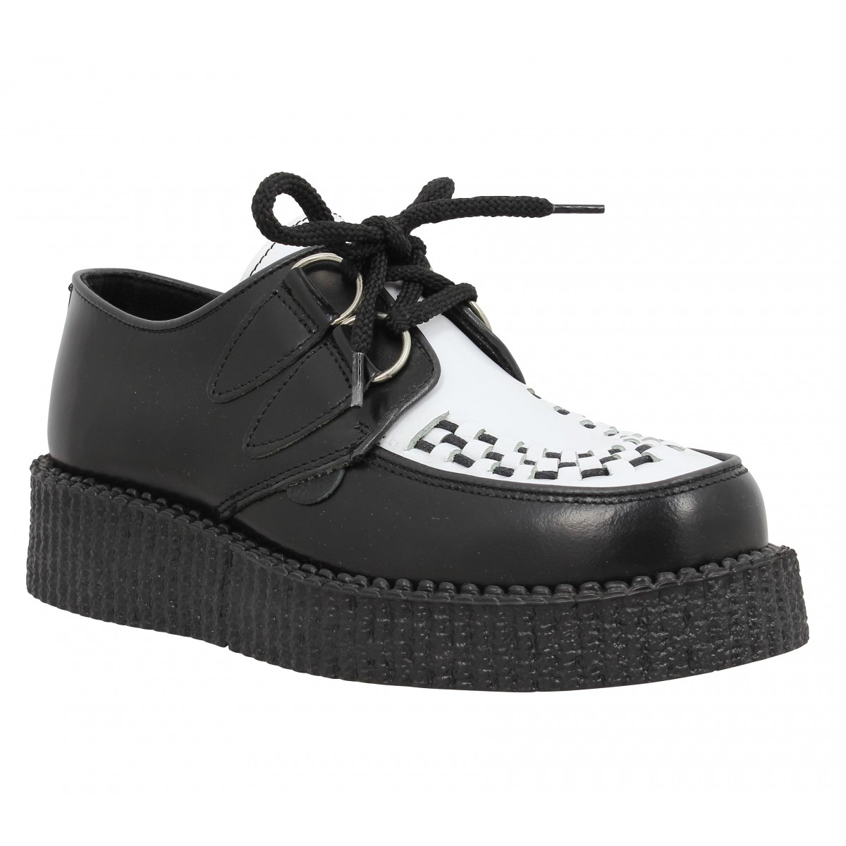 Compensées UNDERGROUND CREEPER Wulfrun cuir Femme Noir