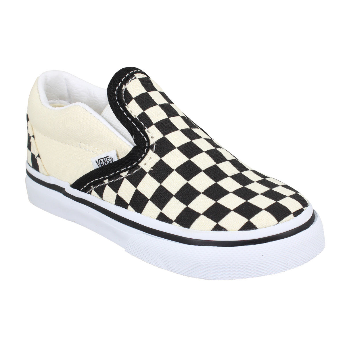 Baskets VANS Classic Slip On jr toile damier Enfant Blanc Noir