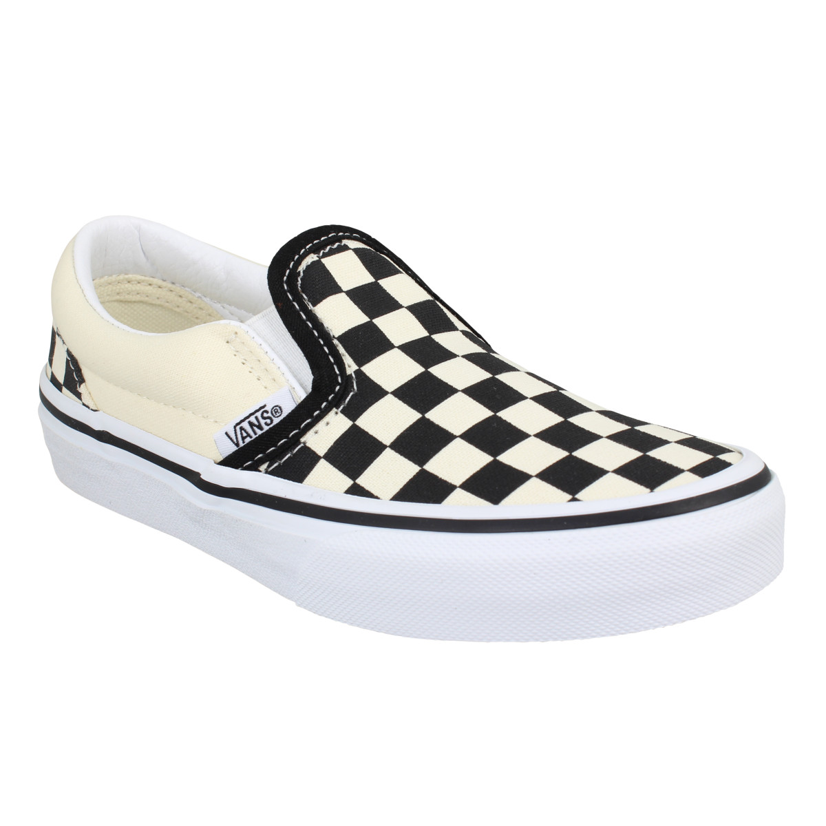 Baskets VANS Classic Slip On toile damier Enfant Blanc Noir