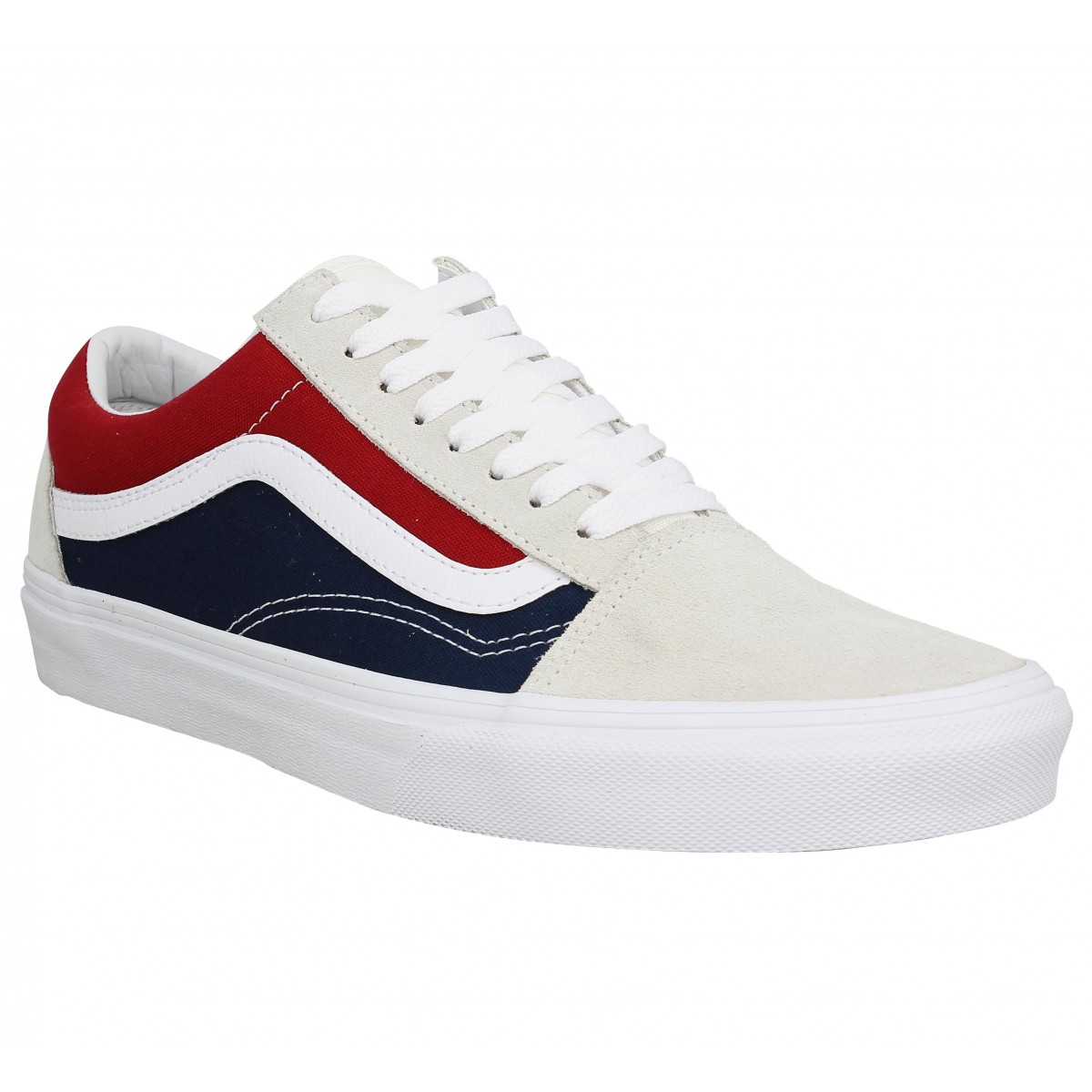 VANS Old Skool Retro velours toile Homme Blanc Rouge VANS Old Skool Retro velours toile Homme Blanc Rouge