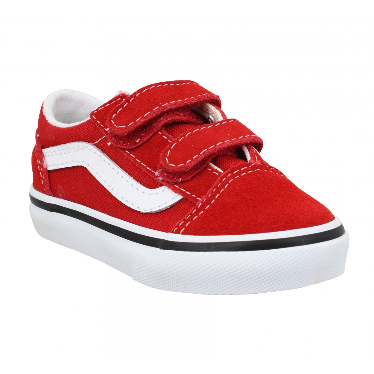 Vans old skool v velours toile enfant racing red enfants