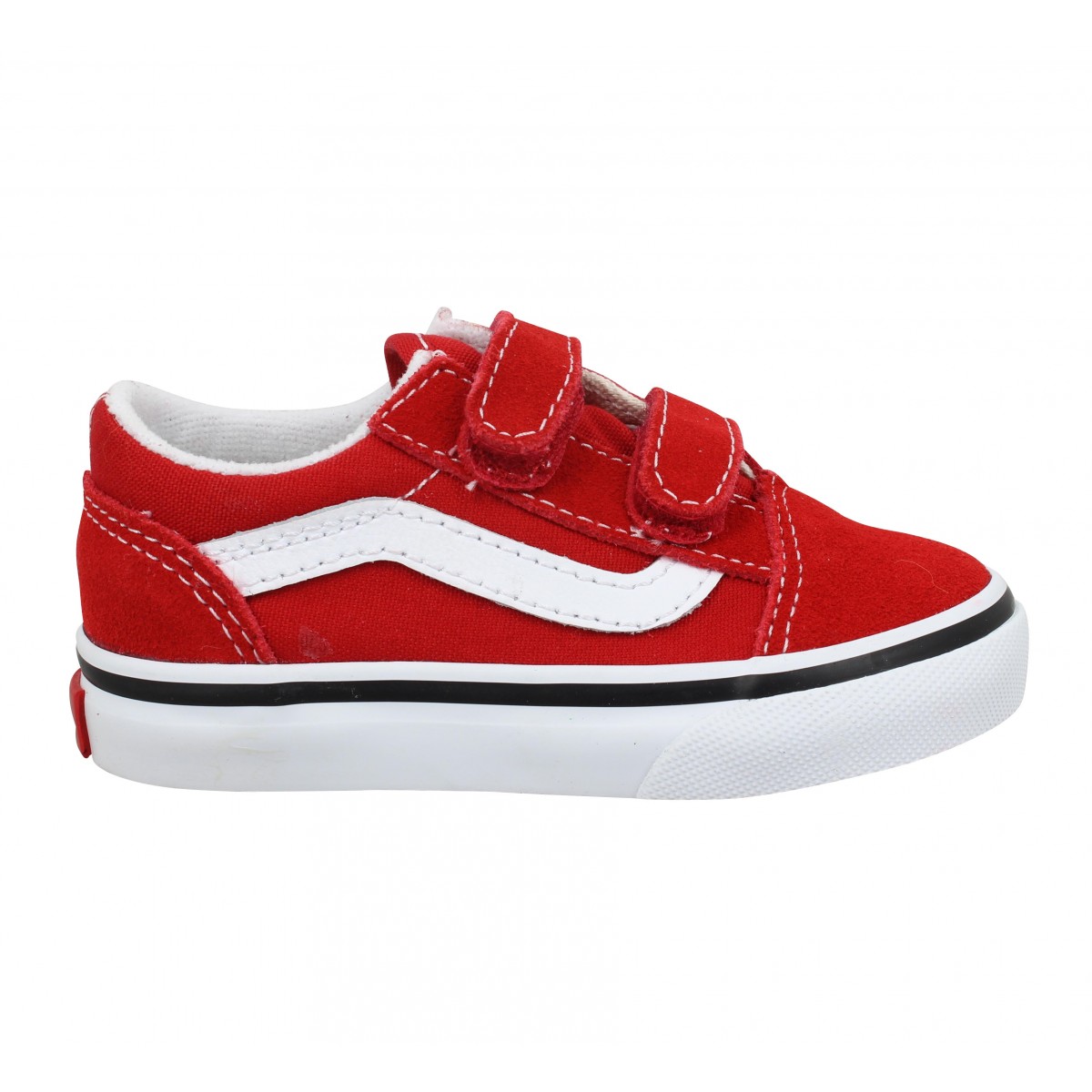 Vans old skool v velours toile enfant racing red enfants