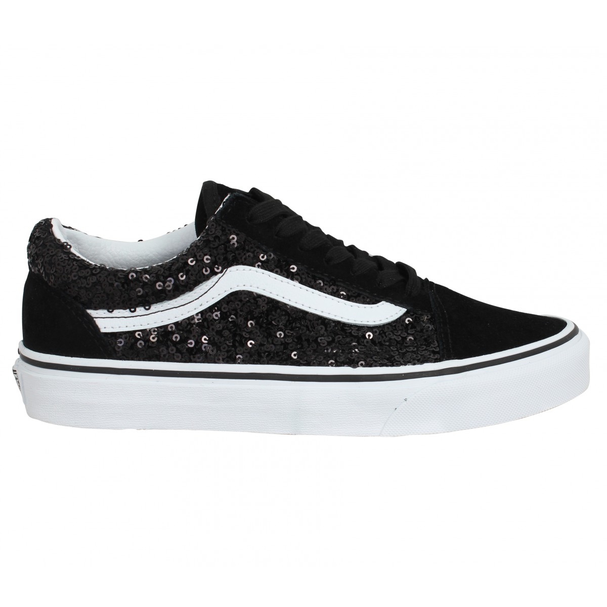 Vans paillettes noires top