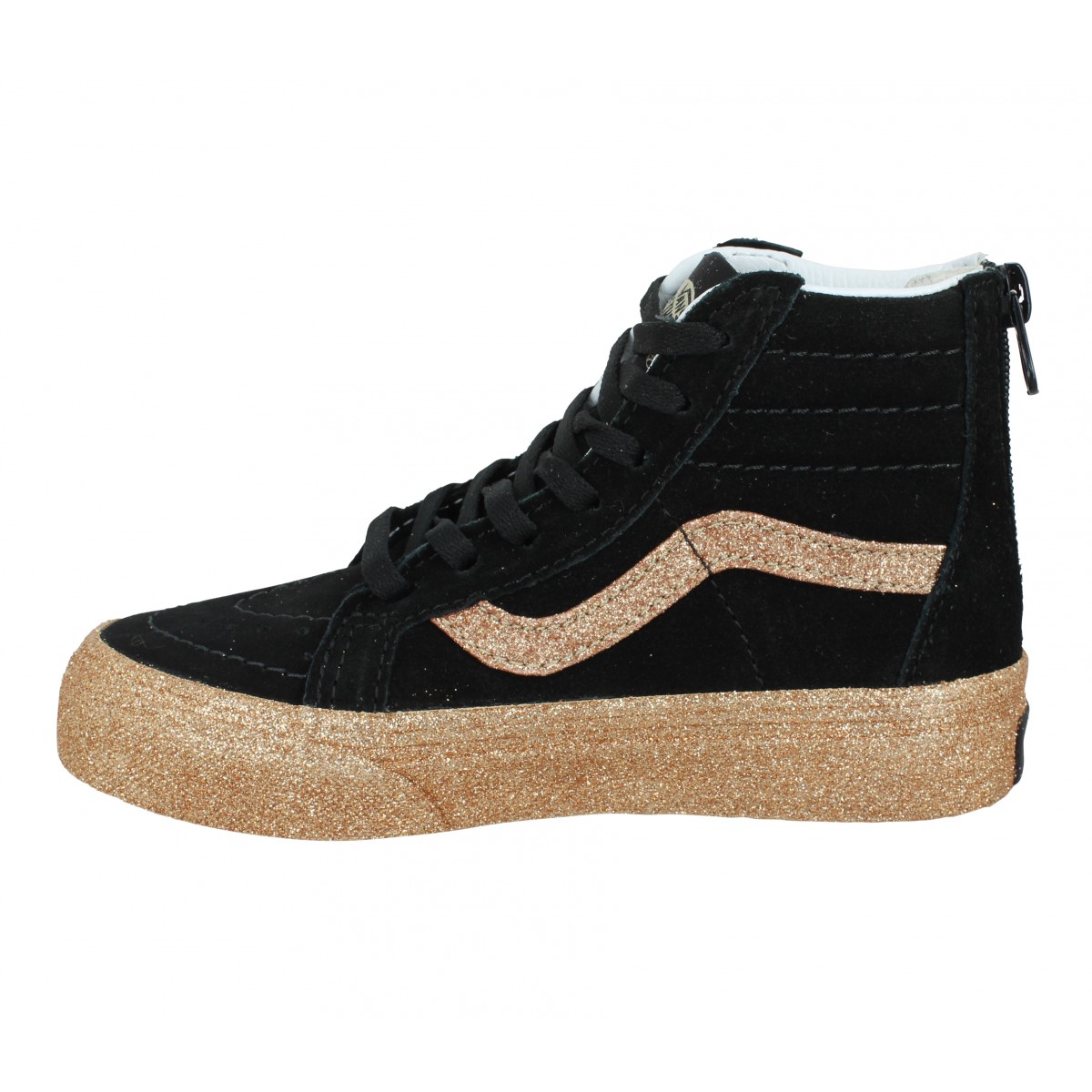 Vans sk8 hi zip party glitter enfant noir or enfants Fanny chaussures