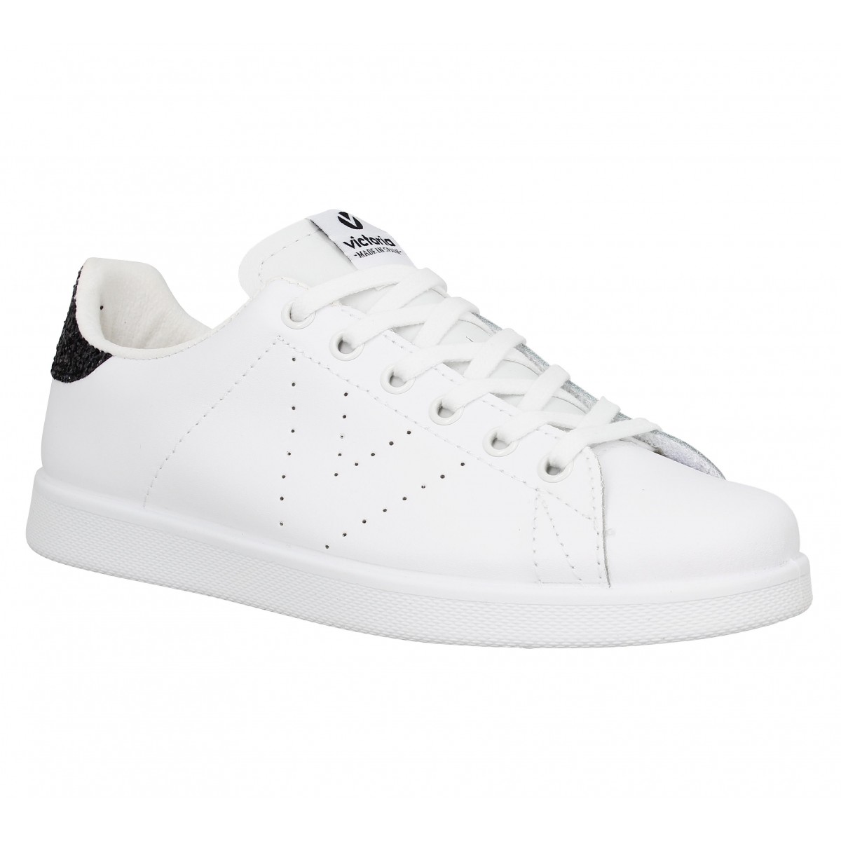 VICTORIA 12541 cuir Femme Blanc + Noir